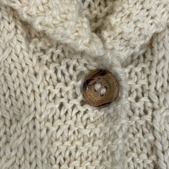 Vintage CableKnit Cardigan 100% Wool Chunky Warm Handmade Winter Made in Greece - Picture 3 of 6